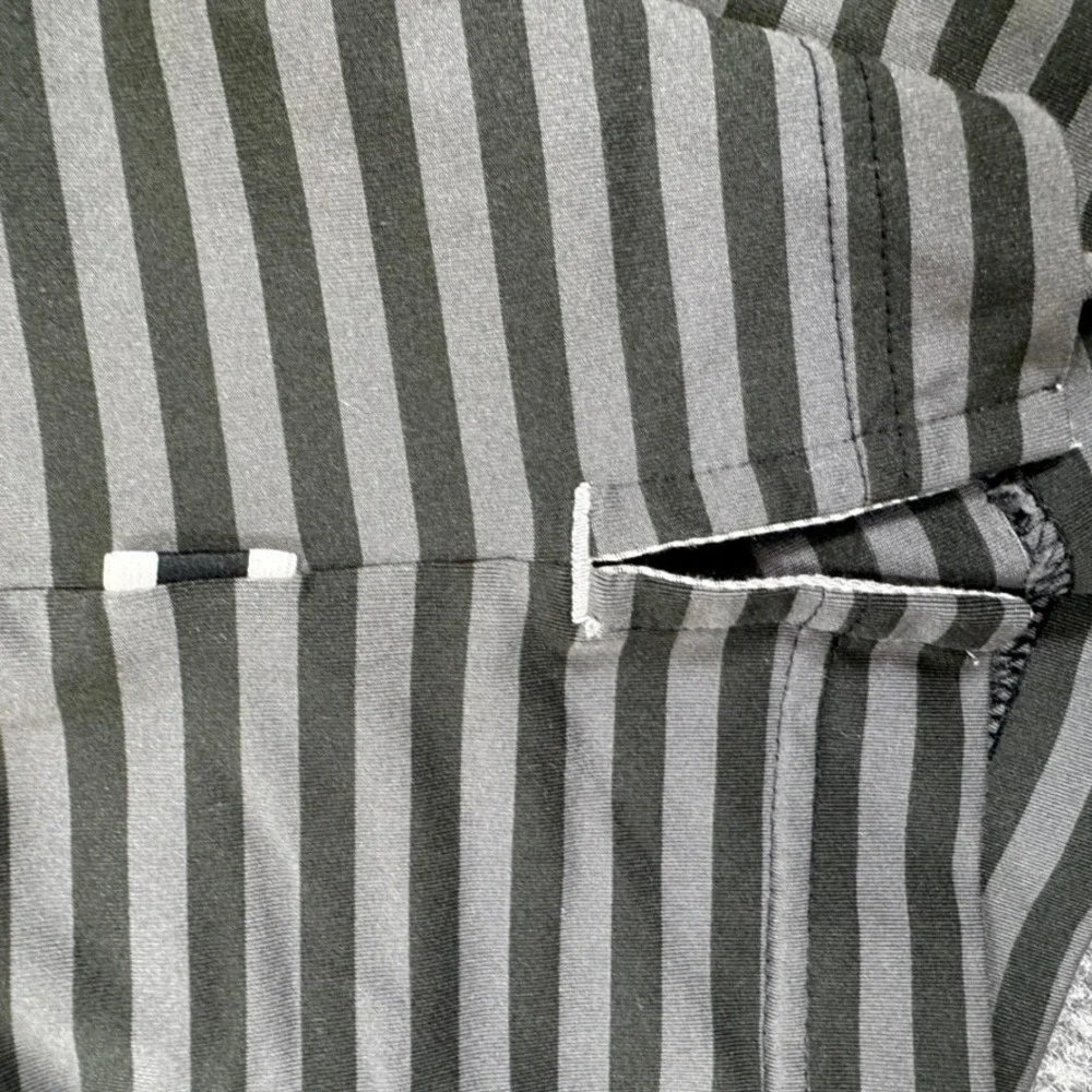 Adidas adiPure Mens Striped Golf Polo Shirt Green Grey Short Sleeve Size M